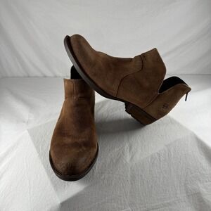 Born Women's Size 9M Kerri Brown Bootie Zip Suede Leather Western Distressed